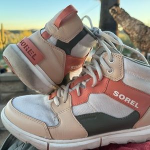 Sorel Explorer II Sneaker Mid Women 10.5 Coral Cream Sage Waterproof Shoe